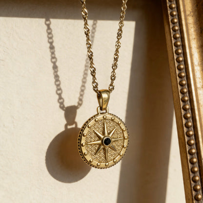 Gold Compass Star Pendant Necklace