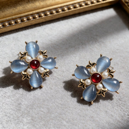 Blue Cat Eye Studs