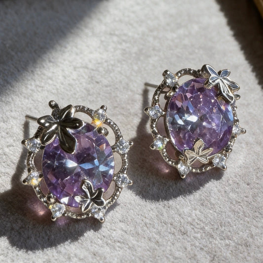 Lavender Crystal Studs