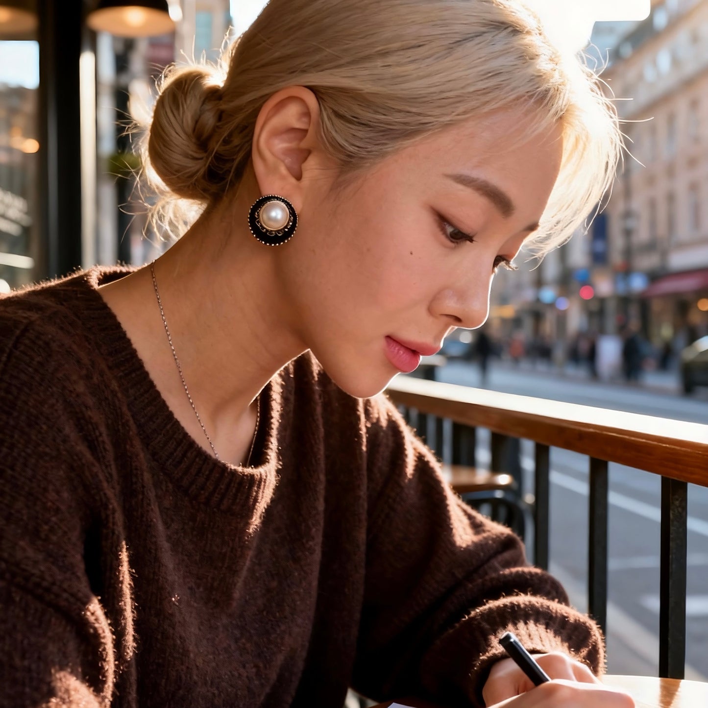 Vintage Black Gold Pearl Studs