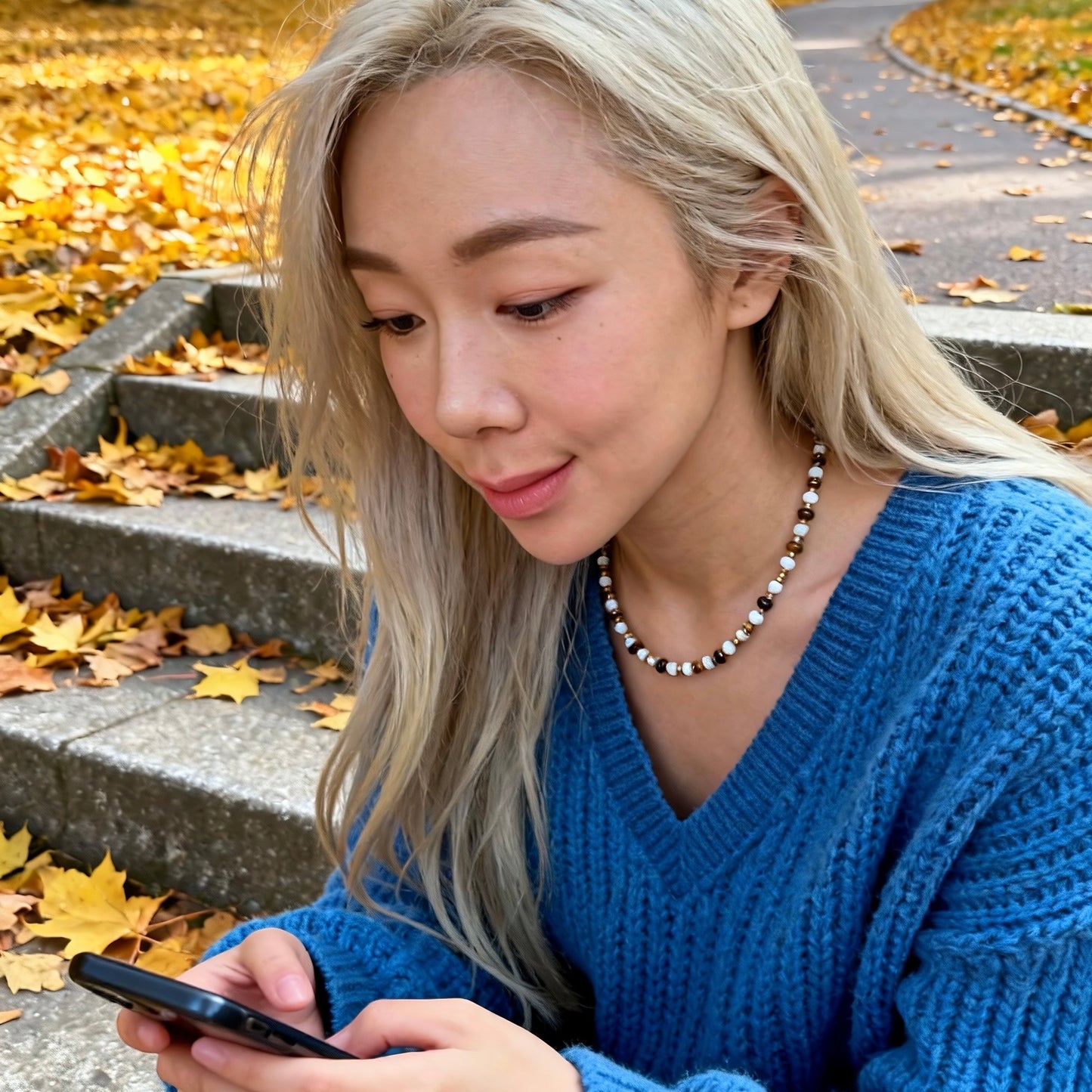 White Bead & Tiger Eye Jewelry Set