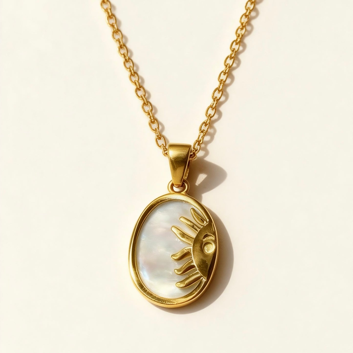 Solar Eye Mother-of-Pearl Pendant Necklace