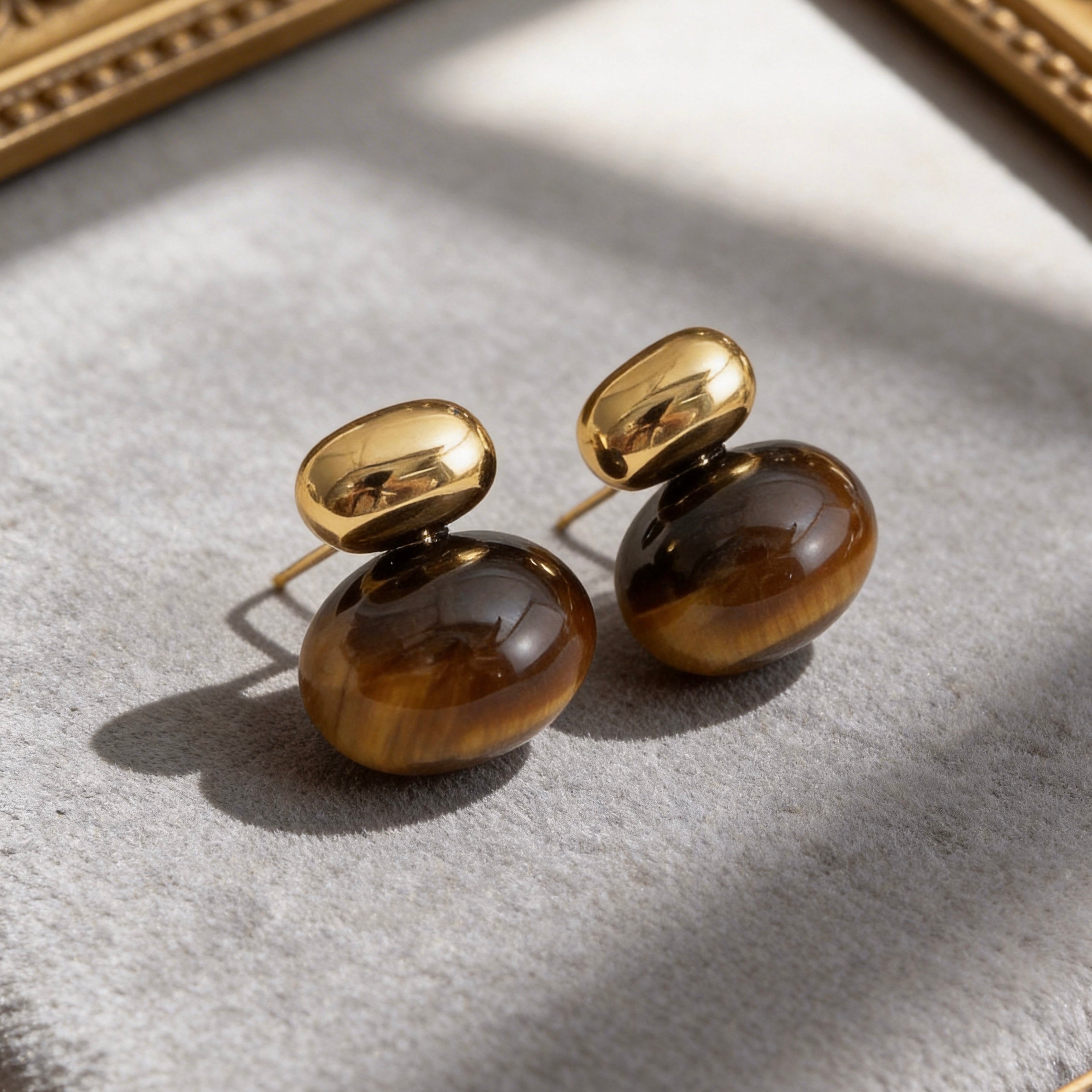 Tiger Eye Gold Studs