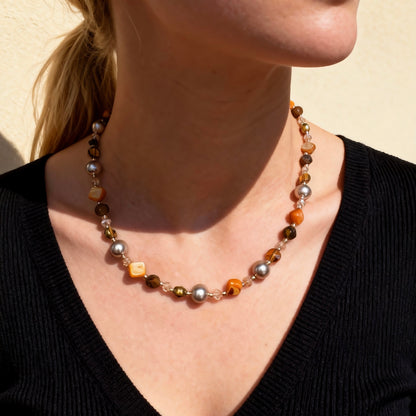 Golden Mixed Stones Necklace