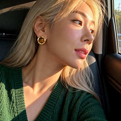 Tiger Eye Stud Earrings