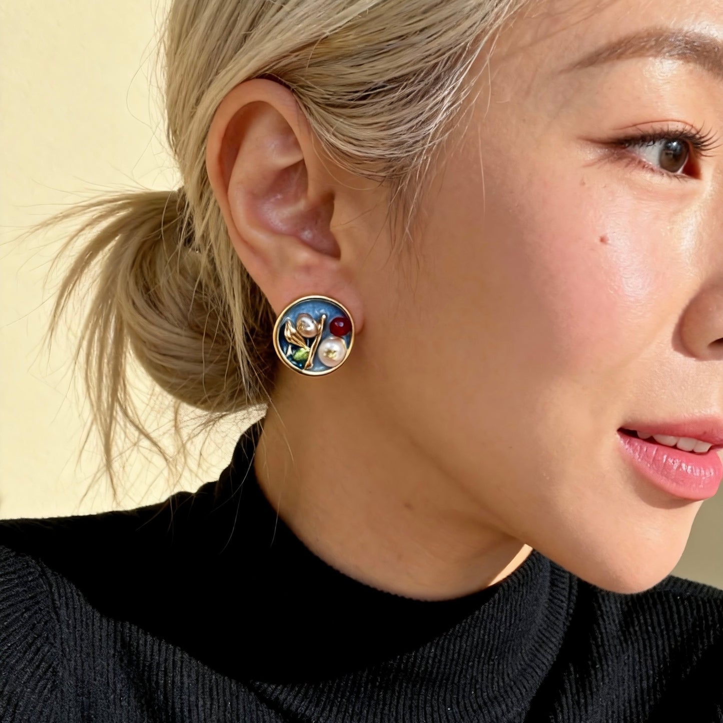 Artistic Floral Mixed Gem Earrings