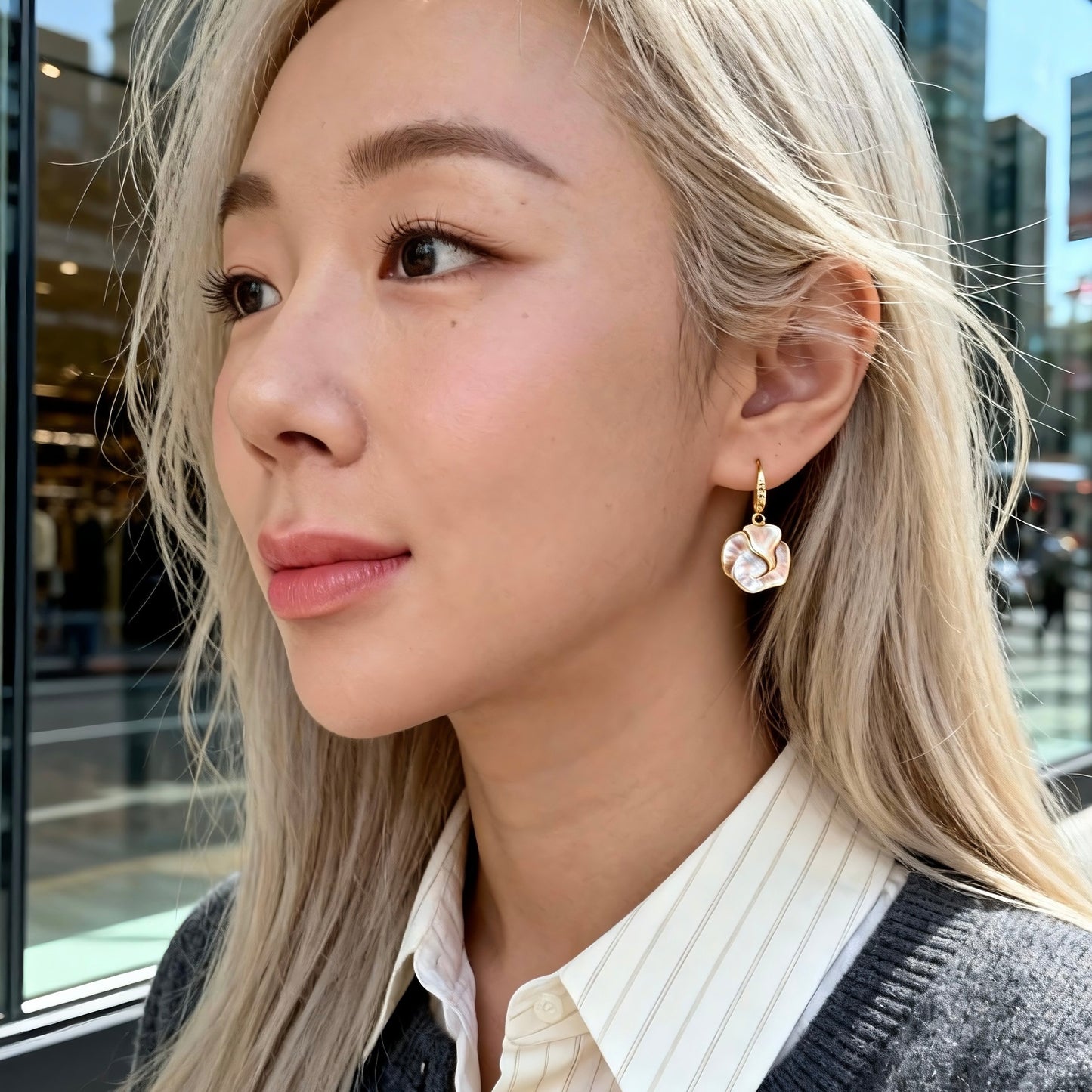 Mother-of-Pearl Petal Drop Earrings