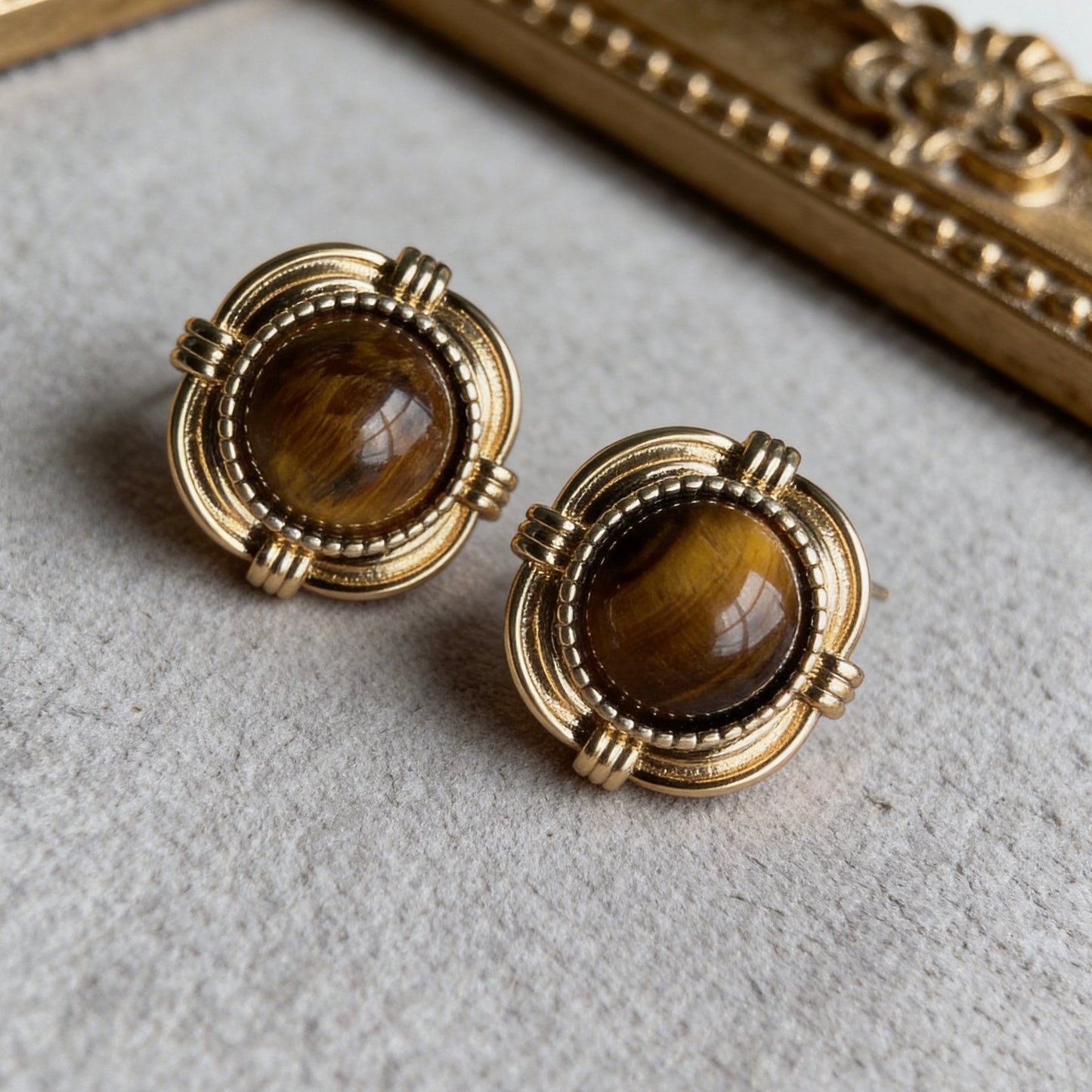 Tiger Eye Stud Earrings