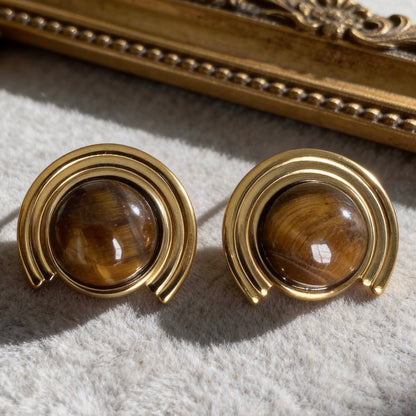 Arc Tiger Eye Earrings