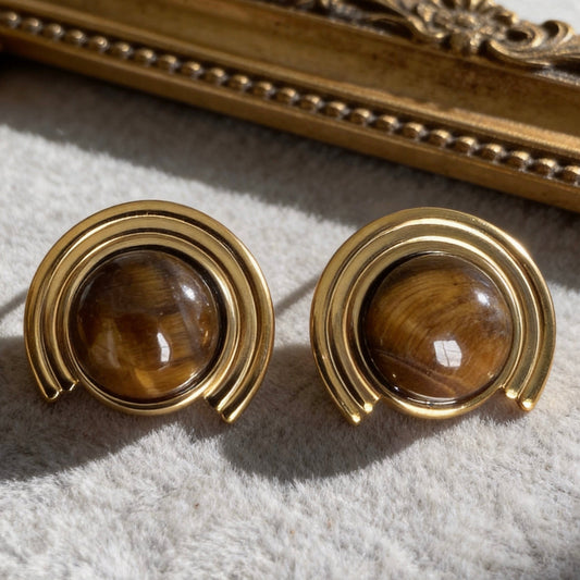 Arc Tiger Eye Earrings