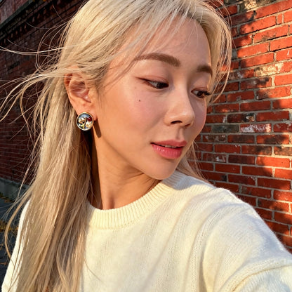 Artistic Floral Mixed Gem Earrings