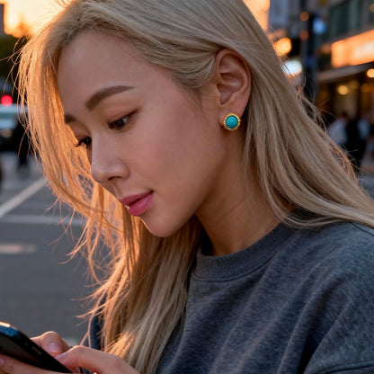 Turquoise Small Round Stud Earrings