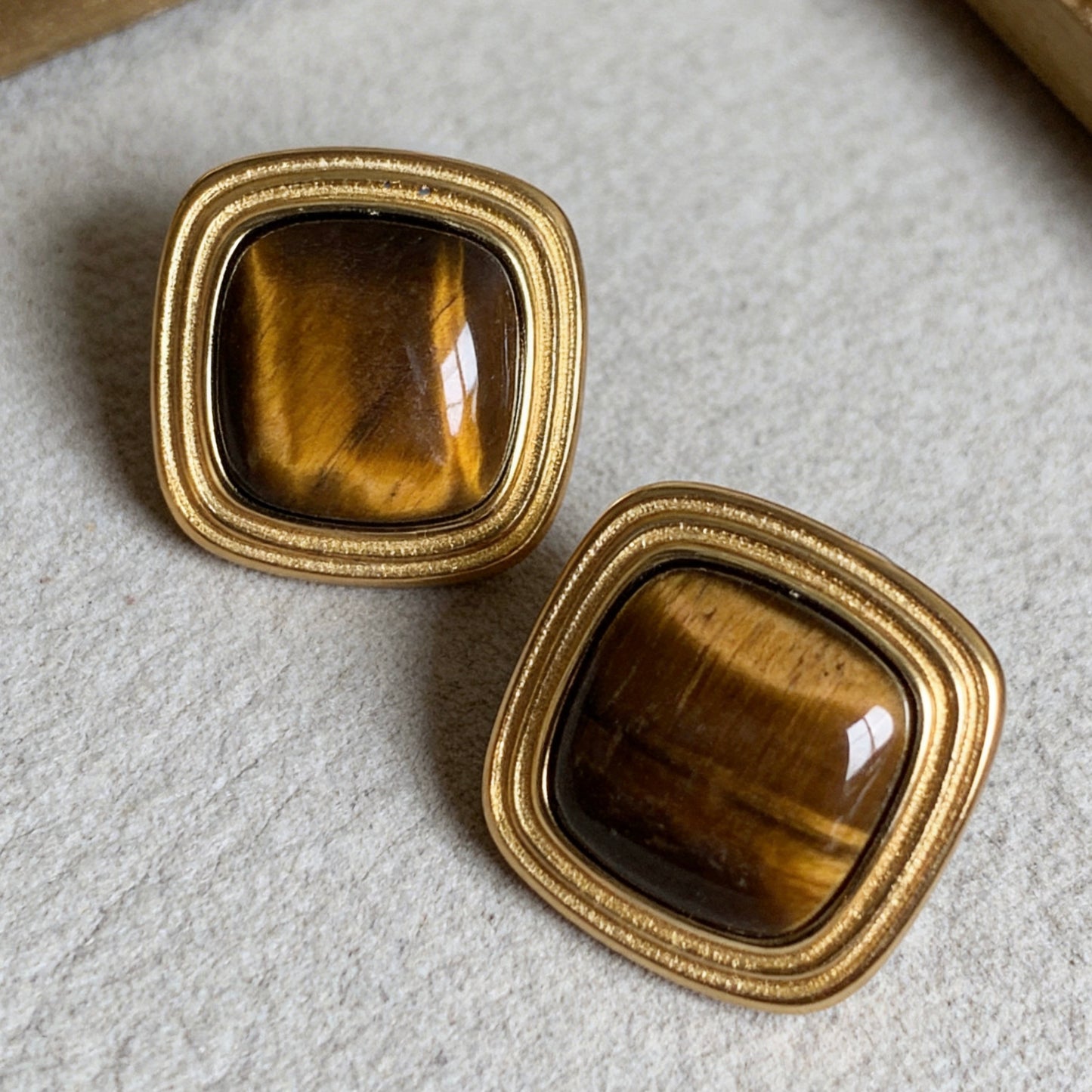 Gold Tiger Eye Studs
