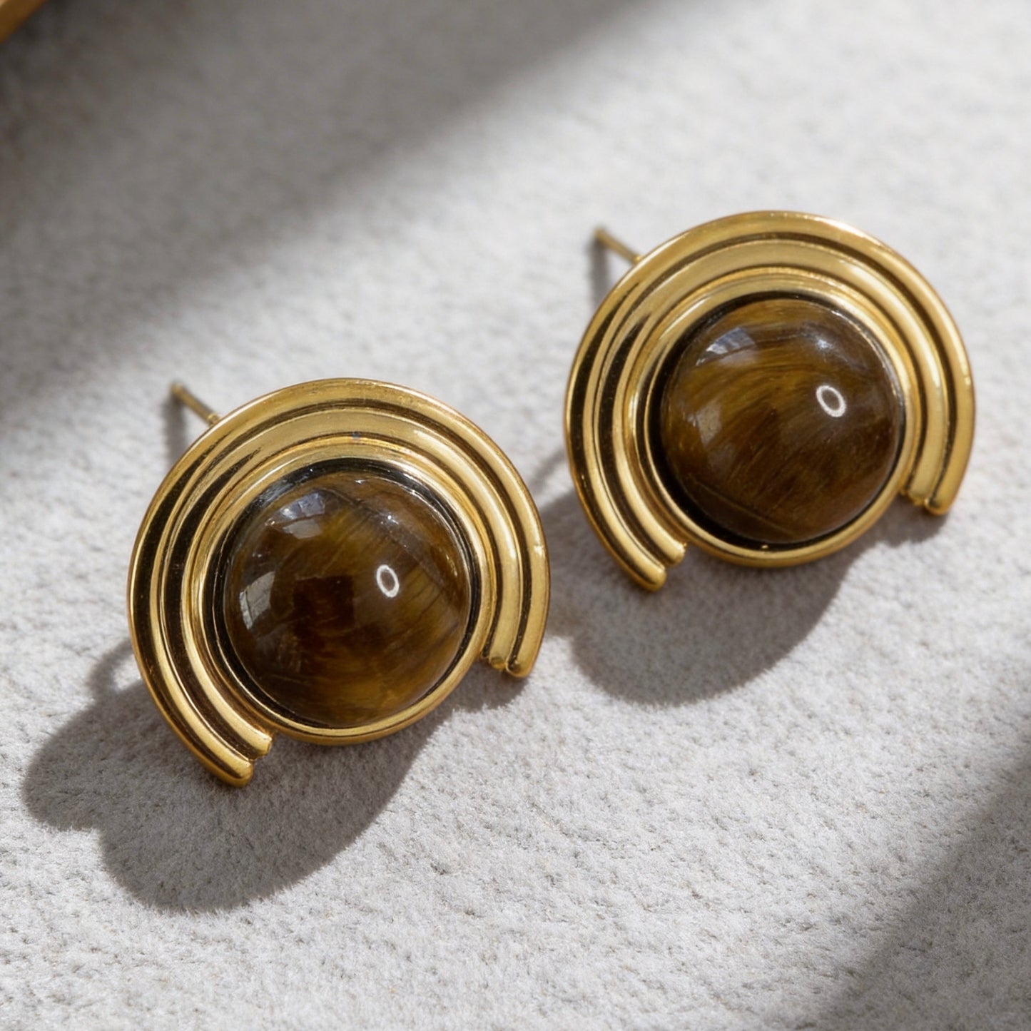 Arc Tiger Eye Earrings