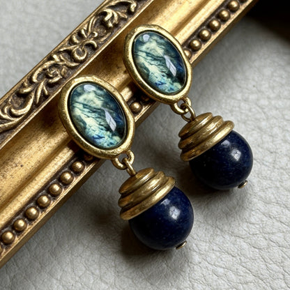 Vintage Lapis Lazuli Drop Earrings