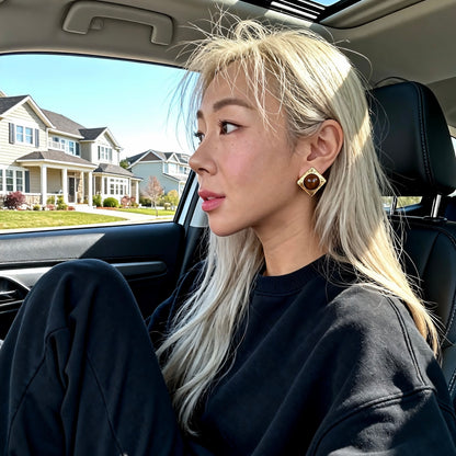 Square Tiger Eye Stud Earrings