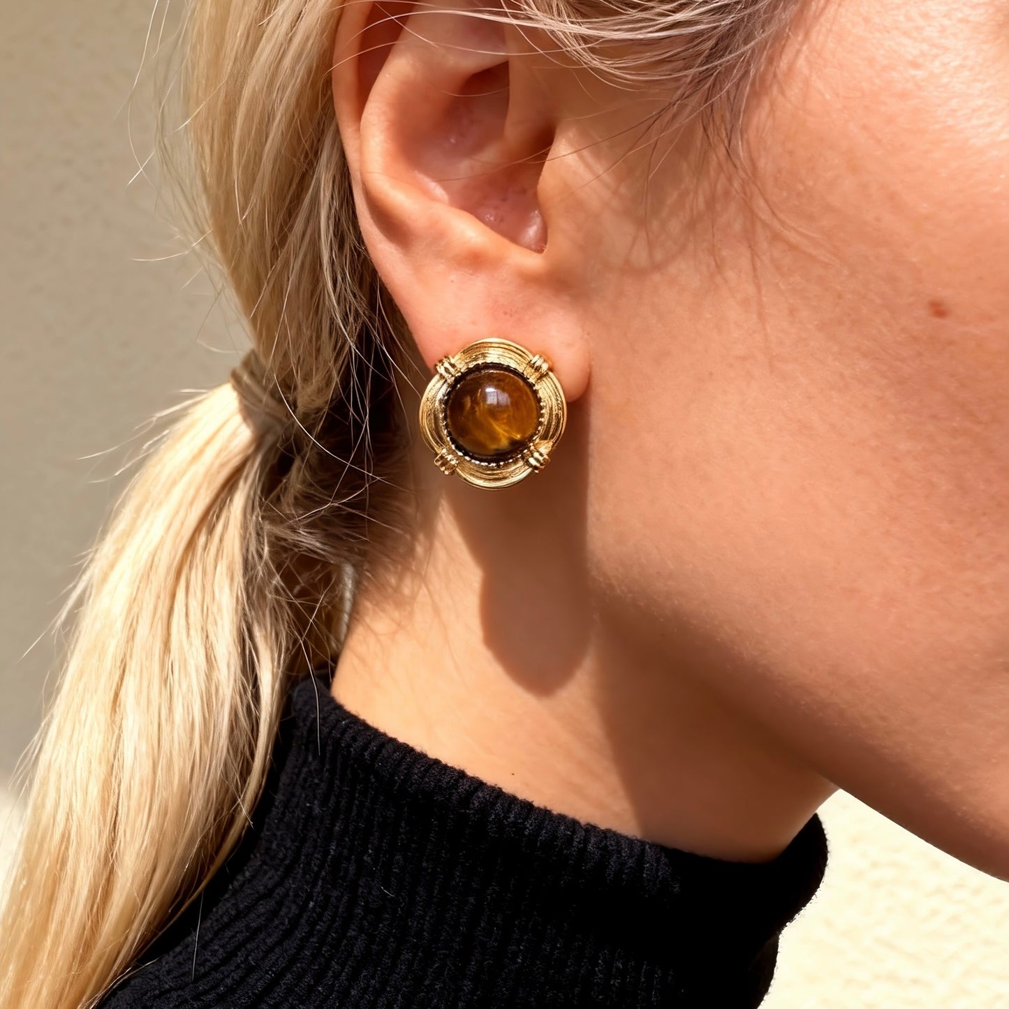 Tiger Eye Stud Earrings