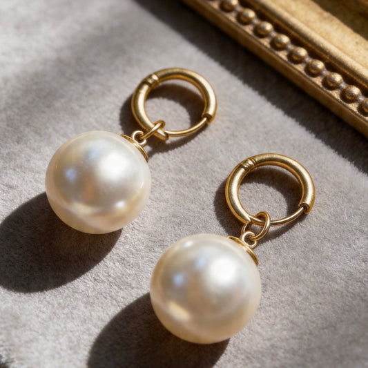 Matte Gold Pearl Drop Earrings