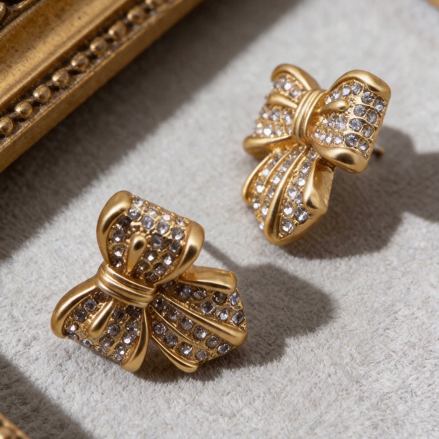 Gold Bow Stud Earrings