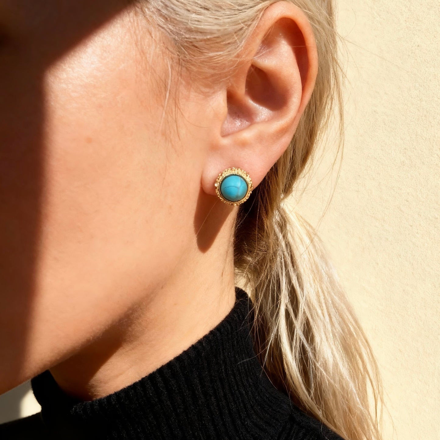 Turquoise Small Round Stud Earrings