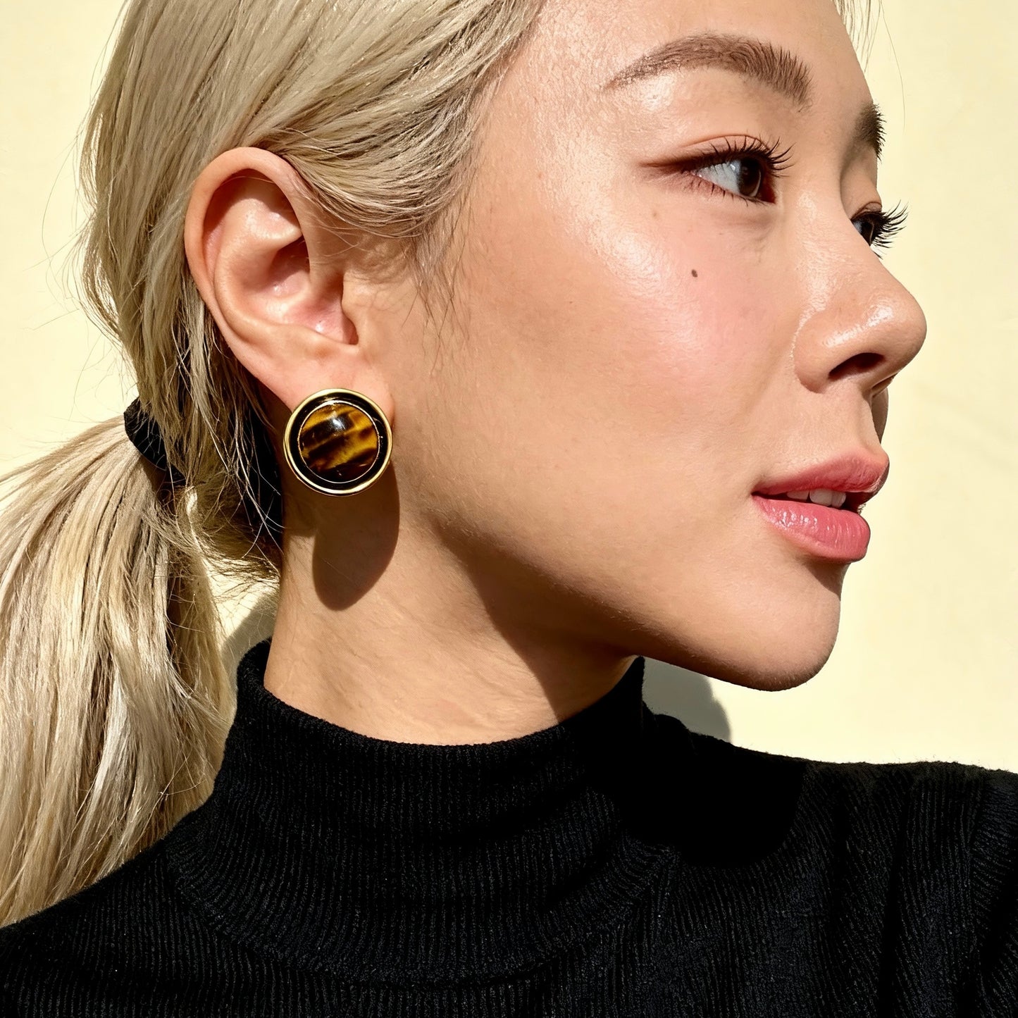 Vintage Tiger Eye Stud Earrings