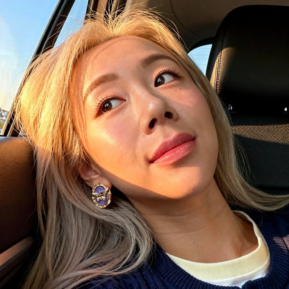 Vintage Purple Cameo Butterfly Earrings