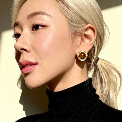 Tiger Eye Stud Earrings