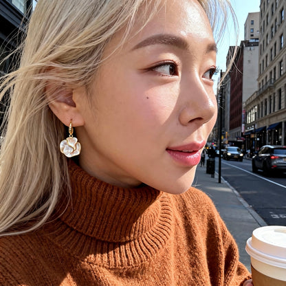 Mother-of-Pearl Petal Drop Earrings