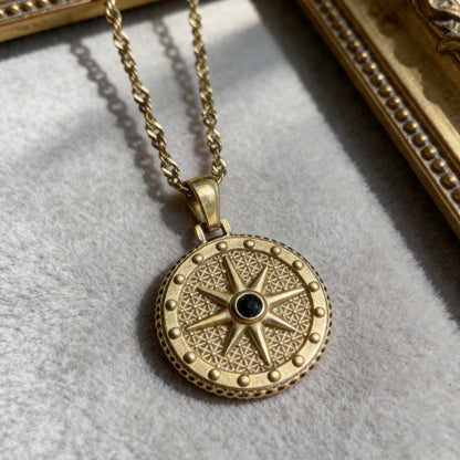 Gold Compass Star Pendant Necklace