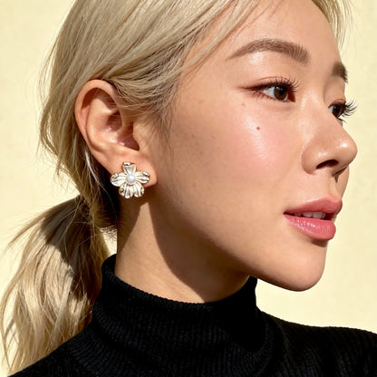 Floral Pearl Stud Earrings