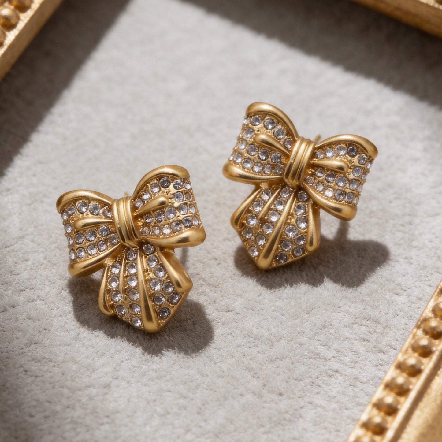 Gold Bow Stud Earrings