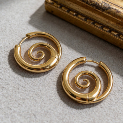 Gold Swirl Hoop Earrings