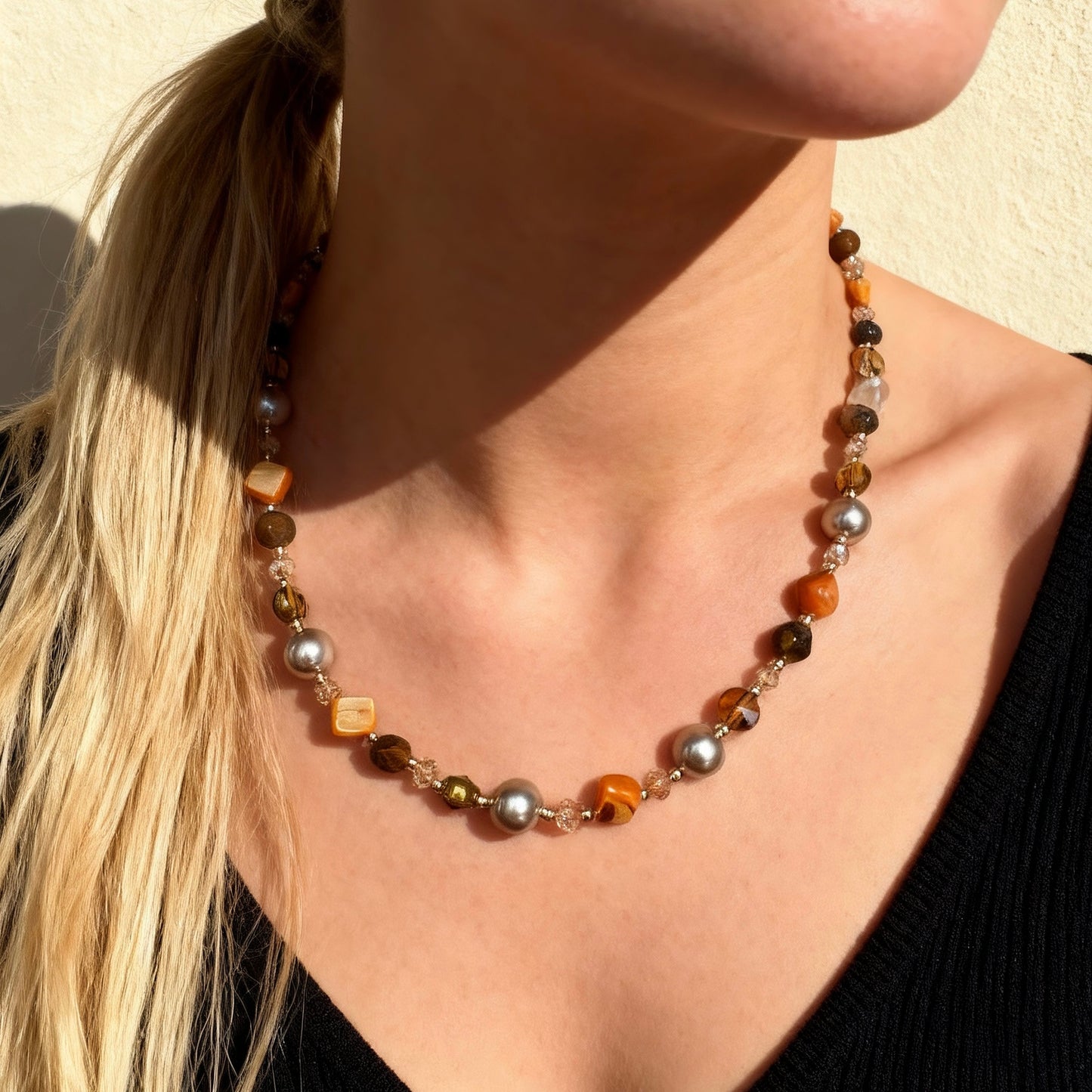 Golden Mixed Stones Necklace