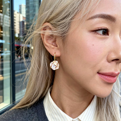 Mother-of-Pearl Petal Drop Earrings