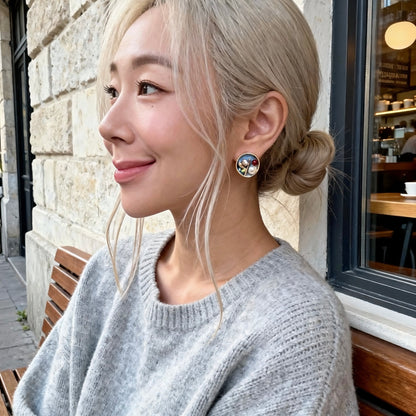 Artistic Floral Mixed Gem Earrings