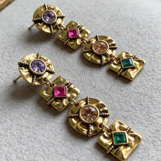 Vintage Multicolor Gem Drop Earrings