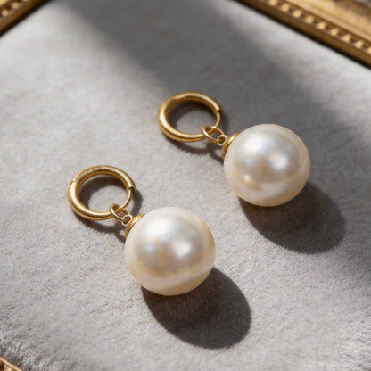 Matte Gold Pearl Drop Earrings