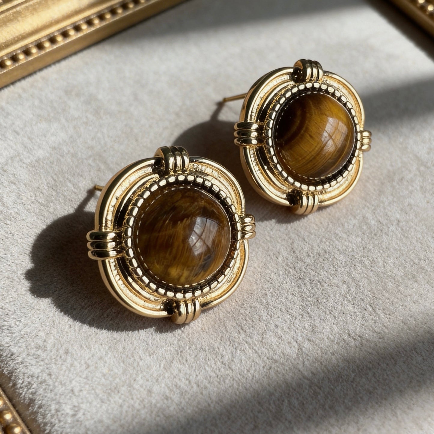 Tiger Eye Stud Earrings