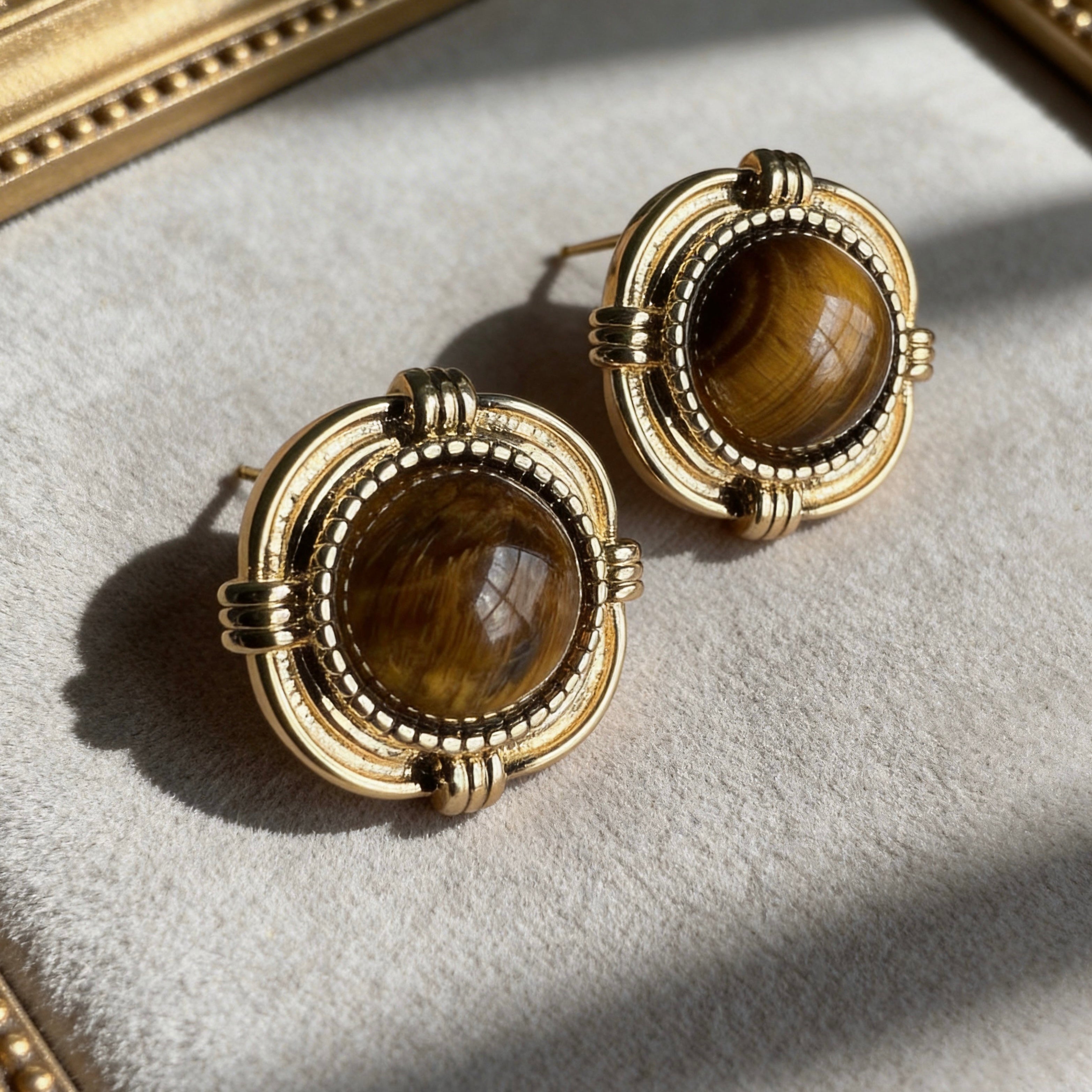 Tiger Eye Stud Earrings