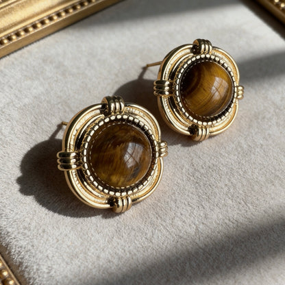 Tiger Eye Stud Earrings