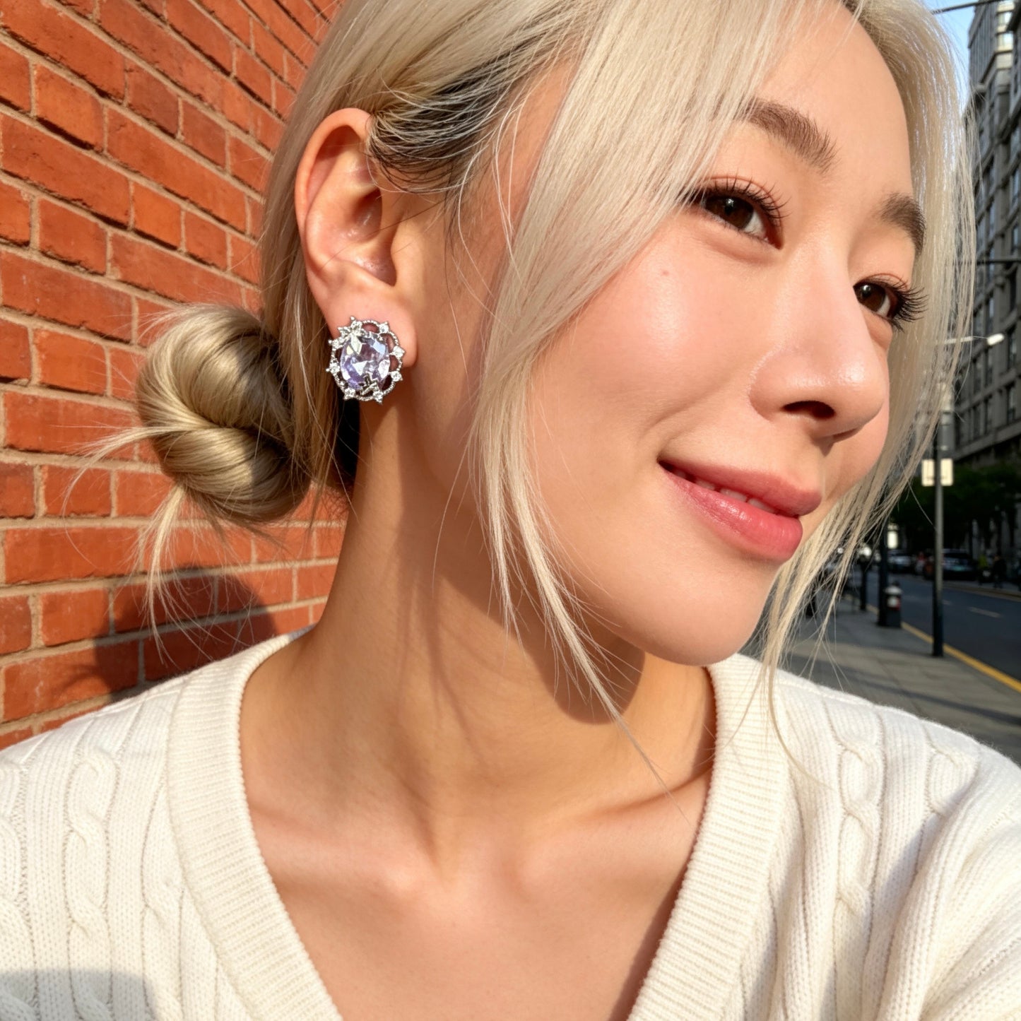 Lavender Crystal Studs