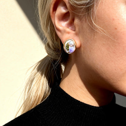 Lavender Blossom Pearl Earrings