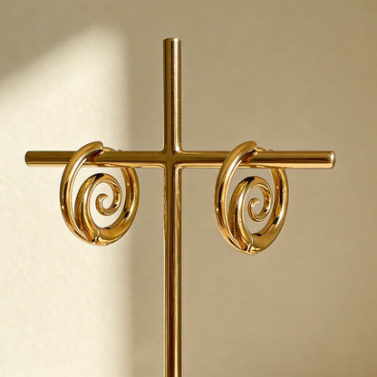 Gold Swirl Hoop Earrings