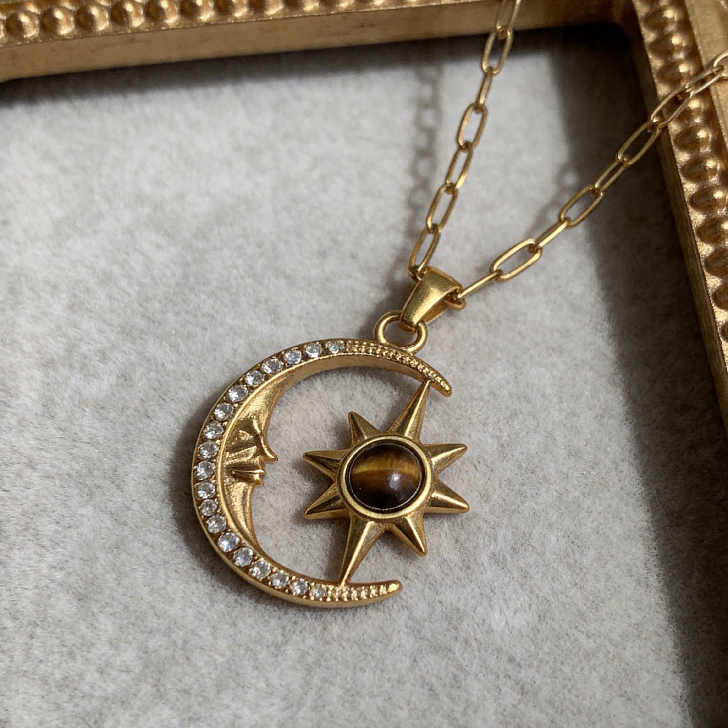 Moon & Sun Gold Pendant Necklace