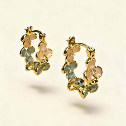 Floral Enamel Hoop Earrings