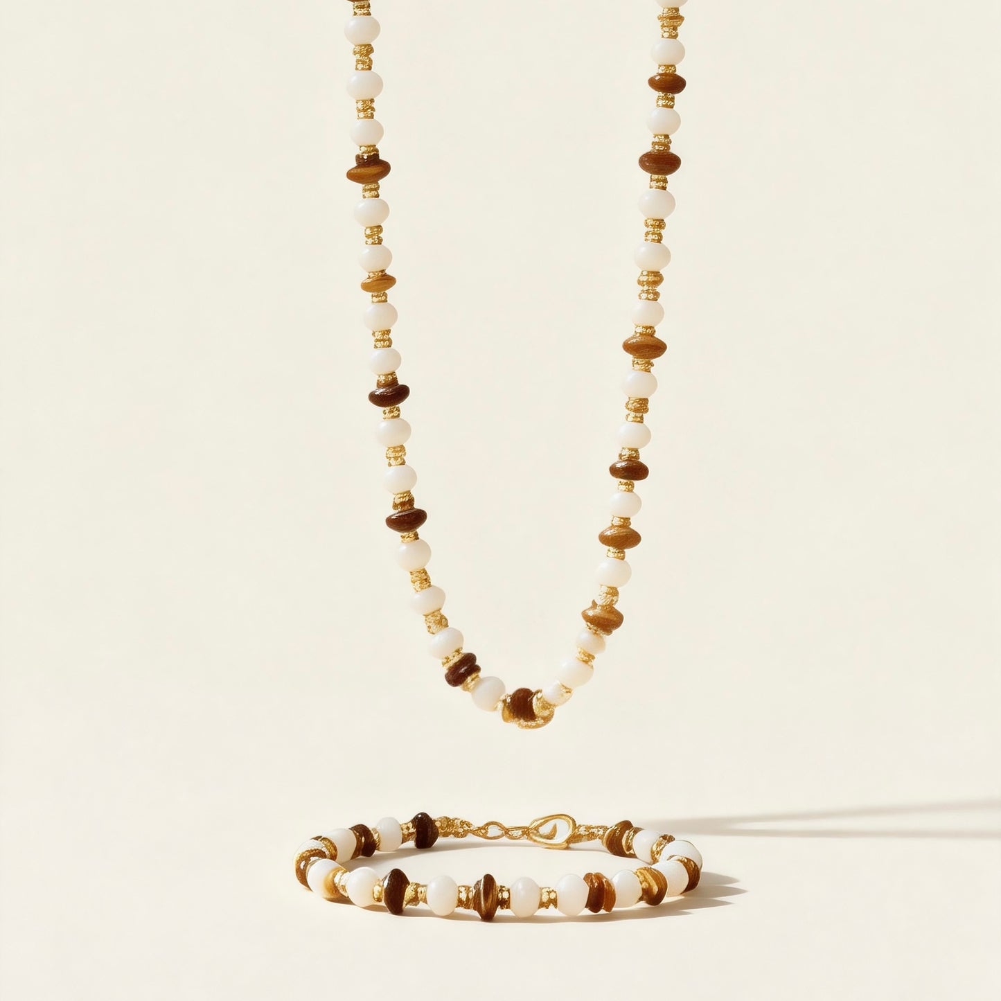 White Bead & Tiger Eye Jewelry Set