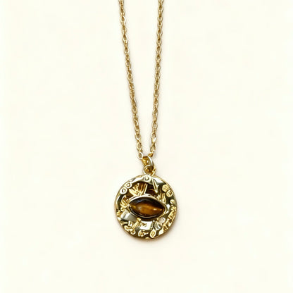 Tiger Eye Gold Pendant Necklace