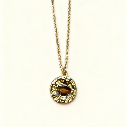 Tiger Eye Gold Pendant Necklace