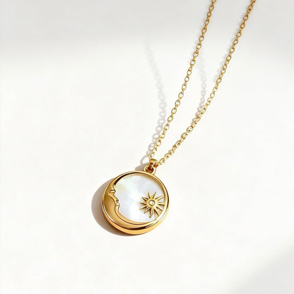 Sun & Moon Mother-of-Pearl Pendant Necklace