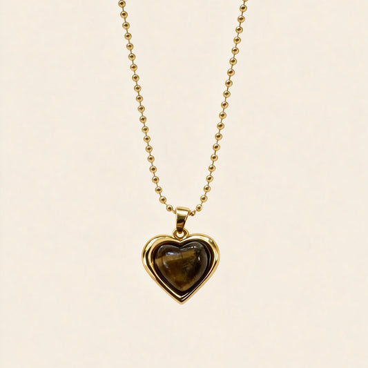 Tiger Eye Heart Pendant Necklace